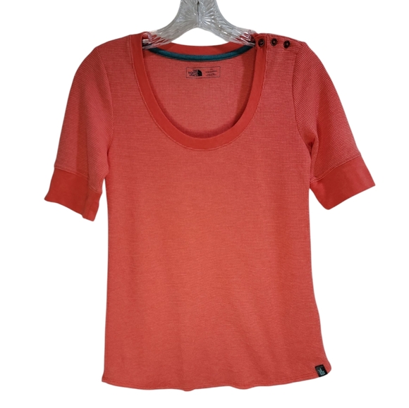 The North Face Orange Thermal Shirt Top Tunic Women's Small‎ With Logo Tag - Picture 1 of 6